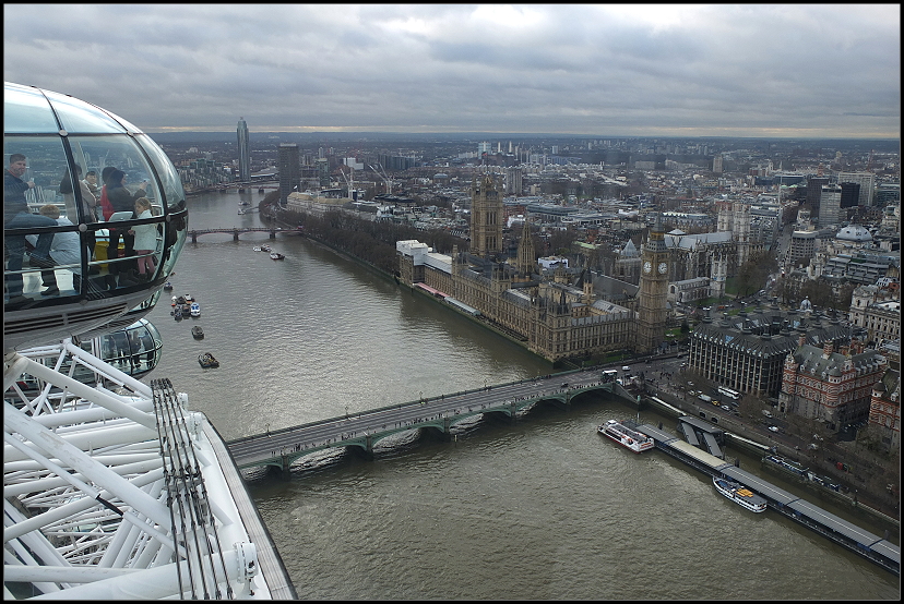 Palace of Westminster (Houses of Parliament) vom London Eye aus